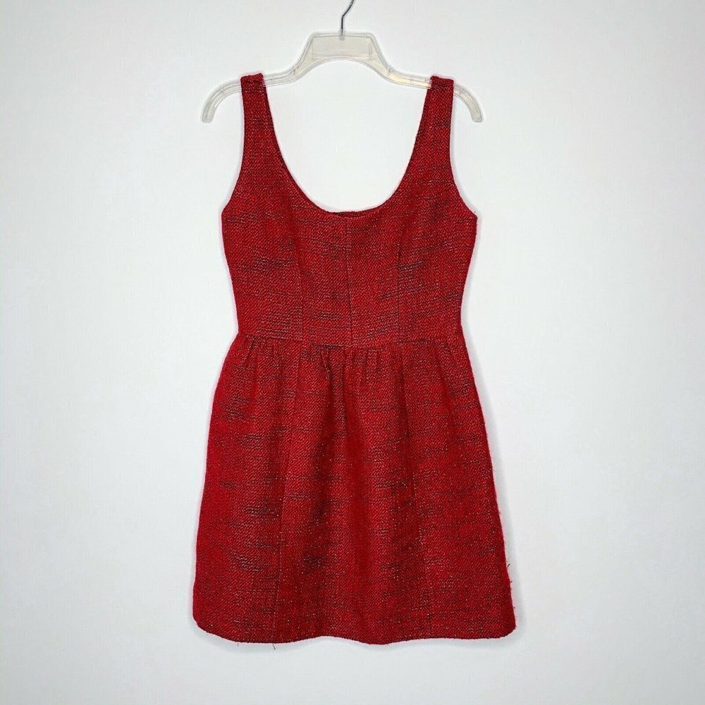 Unbranded Dress Women Red TWEED Scoopneck back Empire Waist Sleeveless HOLIDAY 4 - Picture 3 of 3